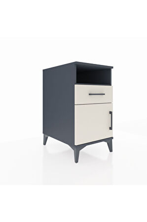 Kronos Komodin Tek Raflı Tek Çekmeceli Tek Kapaklı 44x59x80 Antrasit-Aytaşı