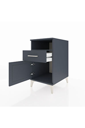 Kronos Komodin Tek Raflı Tek Çekmeceli Tek Kapaklı 44x59x80 Antrasit-Antrasit