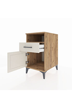 Kronos Komodin Tek Raflı Tek Çekmeceli Tek Kapaklı 44x59x80 Çam-Aytaşı