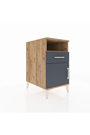 Kronos Komodin Tek Raflı Tek Çekmeceli Tek Kapaklı 44x59x80 Çam-Antrasit