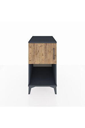 Kronos Komodin 2 Raflı Tek Kapaklı 44x59x80 Antrasit-Çam