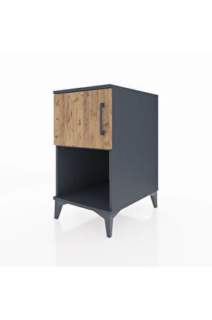 Kronos Komodin 2 Raflı Tek Kapaklı 44x59x80 Antrasit-Çam