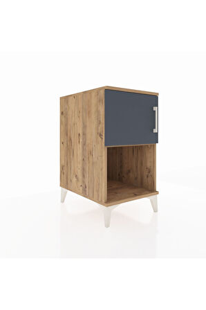 Kronos Komodin 2 Raflı Tek Kapaklı 44x59x80 Çam-Antrasit