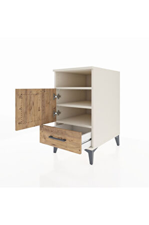 Kronos Komodin 3 Raflı Tek Çekmeceli Tek Kapaklı 44x59x80 Aytaşı-Çam