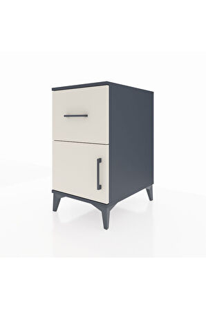 Kronos Komodin Tek Raflı Tek Çekmeceli Tek Kapaklı 44x59x80 Antrasit-Aytaşı