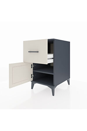 Kronos Komodin Tek Raflı Tek Çekmeceli Tek Kapaklı 44x59x80 Antrasit-Aytaşı