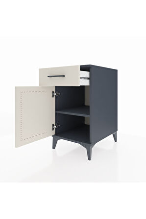 Kronos Komodin Tek Raflı Tek Çekmeceli Tek Kapaklı 44x59x80 Antrasit-Aytaşı