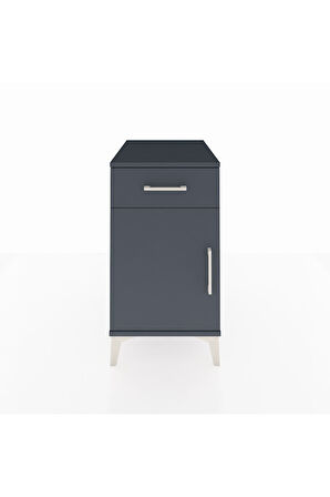 Kronos Komodin Tek Raflı Tek Çekmeceli Tek Kapaklı 44x59x80 Antrasit-Antrasit