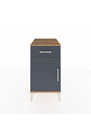 Kronos Komodin Tek Raflı Tek Çekmeceli Tek Kapaklı 44x59x80 Çam-Antrasit