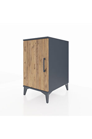 Kronos Komodin 2 Raflı Tek Kapaklı 44x59x80 Antrasit-Çam