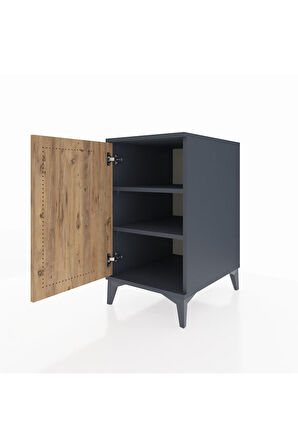 Kronos Komodin 2 Raflı Tek Kapaklı 44x59x80 Antrasit-Çam