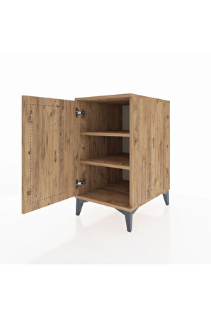 Kronos Komodin 2 Raflı Tek Kapaklı 44x59x80 Çam-Çam