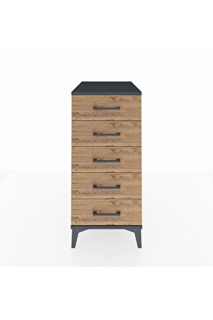 Kronos Komodin 5 Çekmeceli 44x59x96 Antrasit-Çam