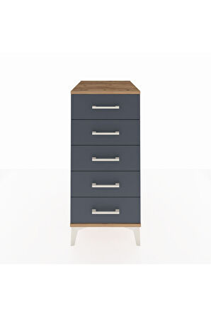 Kronos Komodin 5 Çekmeceli 44x59x96 Çam-Antrasit