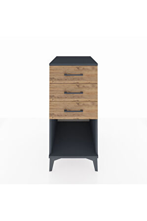 Kronos Komodin 3 Çekmeceli 44x59x96 Antrasit-Çam