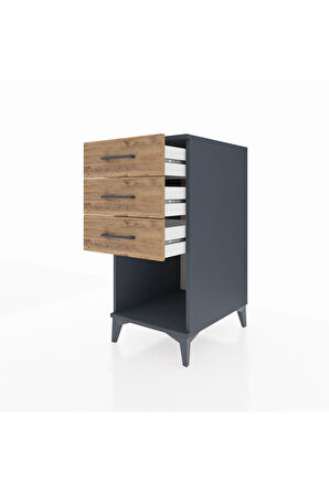 Kronos Komodin 3 Çekmeceli 44x59x96 Antrasit-Çam