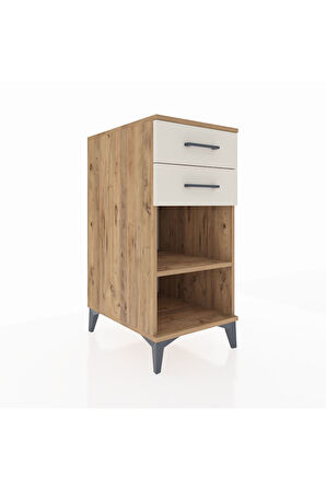 Kronos Komodin Tek Raflı 2 Çekmeceli 44x59x96 Çam-Aytaşı
