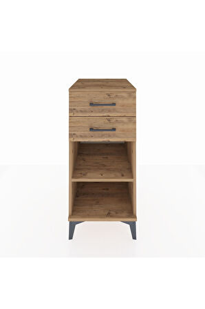 Kronos Komodin Tek Raflı 2 Çekmeceli 44x59x96 Çam-Çam