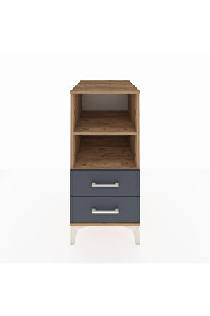 Kronos Komodin 2 Raflı 2 Çekmeceli 44x59x96 Çam-Antrasit