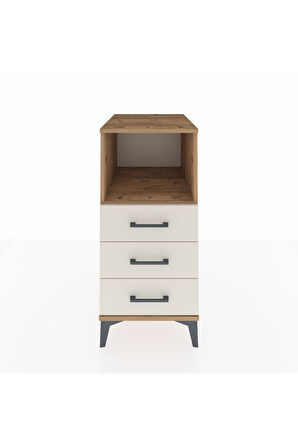 Kronos Komodin Tek Raflı 3 Çekmeceli 44x59x96 Çam-Aytaşı