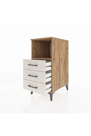 Kronos Komodin Tek Raflı 3 Çekmeceli 44x59x96 Çam-Aytaşı