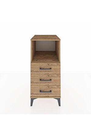 Kronos Komodin Tek Raflı 3 Çekmeceli 44x59x96 Çam-Çam