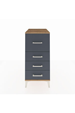 Kronos Komodin 4 Çekmeceli 44x59x96 Çam-Antrasit