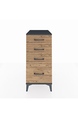 Kronos Komodin 4 Çekmeceli 44x59x96 Antrasit-Çam