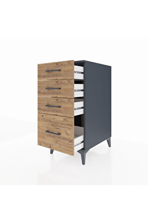 Kronos Komodin 4 Çekmeceli 44x59x96 Antrasit-Çam