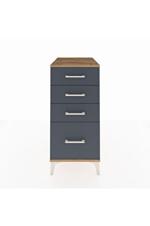 Kronos Komodin 4 Çekmeceli 44x59x96 Çam-Antrasit