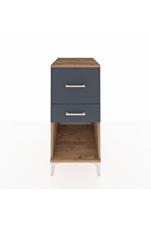 Kronos Komodin 2 Çekmeceli 44x59x96 Çam-Antrasit