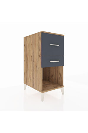 Kronos Komodin 2 Çekmeceli 44x59x96 Çam-Antrasit