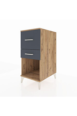 Kronos Komodin 2 Çekmeceli 44x59x96 Çam-Antrasit