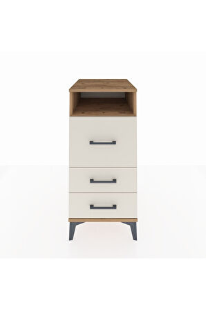 Kronos Komodin Tek Raflı 3 Çekmeceli 44x59x96 Çam-Aytaşı