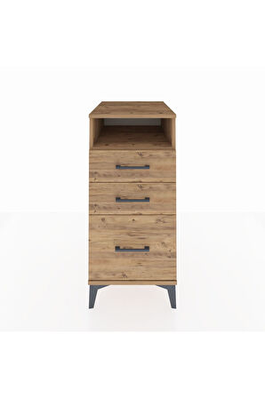 Kronos Komodin Tek Raflı 3 Çekmeceli 44x59x96 Çam-Çam