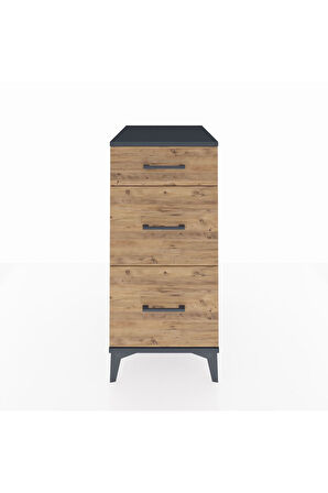 Kronos Komodin 3 Çekmeceli 44x59x96 Antrasit-Çam