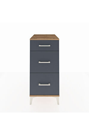 Kronos Komodin 3 Çekmeceli 44x59x96 Çam-Antrasit