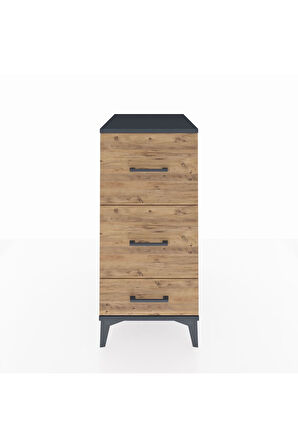 Kronos Komodin 3 Çekmeceli 44x59x96 Antrasit-Çam