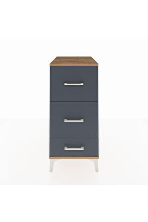 Kronos Komodin 3 Çekmeceli 44x59x96 Çam-Antrasit