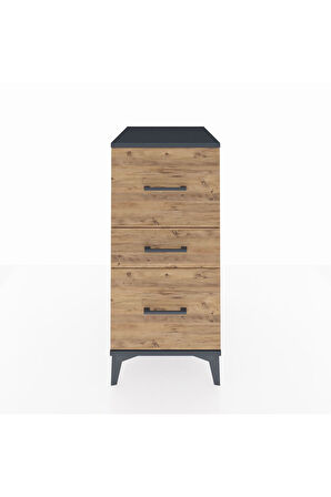 Kronos Komodin 3 Çekmeceli 44x59x96 Antrasit-Çam