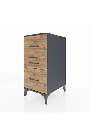 Kronos Komodin 3 Çekmeceli 44x59x96 Antrasit-Çam
