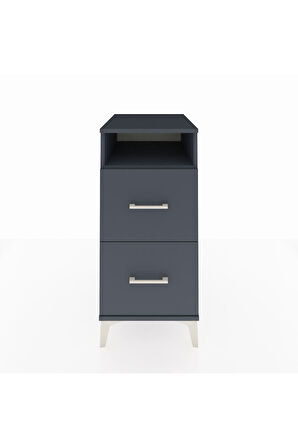 Kronos Komodin Tek Raflı 2 Çekmeceli 44x59x96 Antrasit-Antrasit