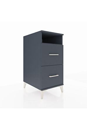 Kronos Komodin Tek Raflı 2 Çekmeceli 44x59x96 Antrasit-Antrasit