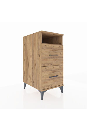 Kronos Komodin Tek Raflı 2 Çekmeceli 44x59x96 Çam-Çam