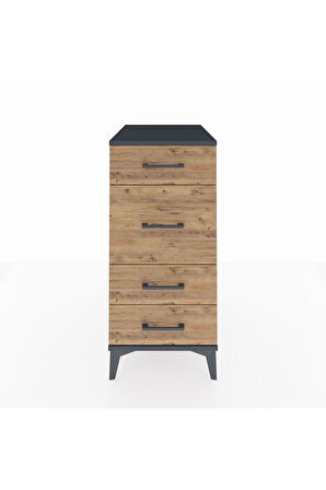 Kronos Komodin 4 Çekmeceli 44x59x96 Antrasit-Çam