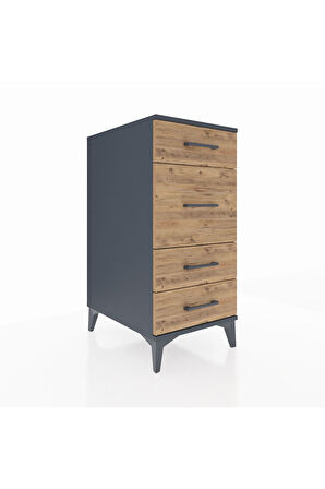 Kronos Komodin 4 Çekmeceli 44x59x96 Antrasit-Çam