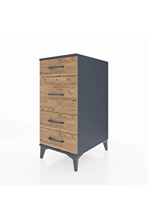 Kronos Komodin 4 Çekmeceli 44x59x96 Antrasit-Çam