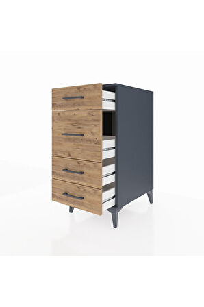 Kronos Komodin 4 Çekmeceli 44x59x96 Antrasit-Çam