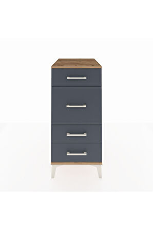Kronos Komodin 4 Çekmeceli 44x59x96 Çam-Antrasit