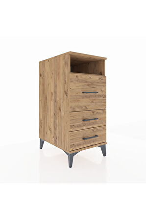 Kronos Komodin Tek Raflı 3 Çekmeceli 44x59x96 Çam-Çam